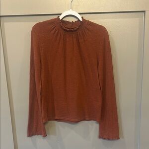 Madewell Texture and Thread ruched high neck blouse